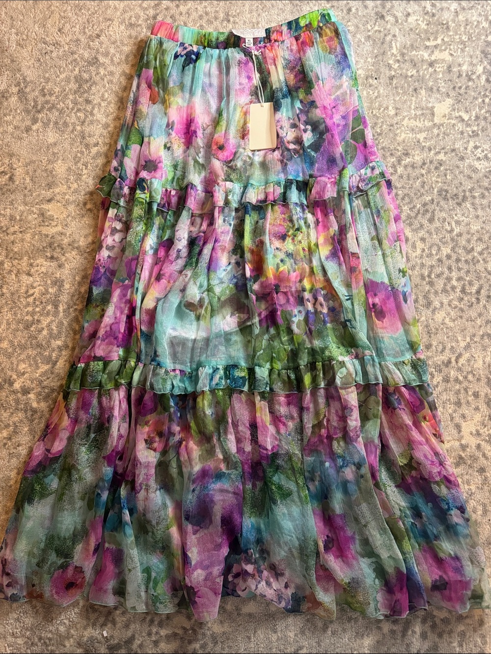 Johnny Was Floral Tiered Maxi Skirt